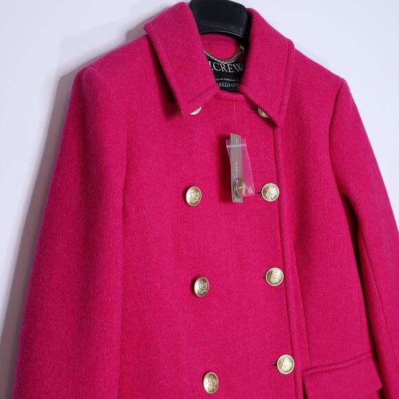 J. CREW NWT Warwick Italian Wool Blend Stadium Cloth Topcoat Pink Women's 00 - Picture 4 of 10